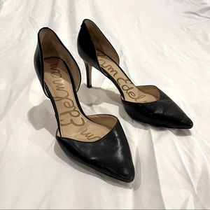 Sam Edelman Black Leather Pumps Telsa D’orsay Pointy Heels Size 7.5